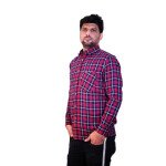 Men's Pure Cotton Regular Fit Red with Blue strip check Style Casual Full Sleeve Shirt For Men