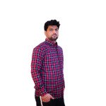 Men's Pure Cotton Regular Fit Red with Blue strip check Style Casual Full Sleeve Shirt For Men