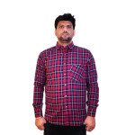 Men's Pure Cotton Regular Fit Red with Blue strip check Style Casual Full Sleeve Shirt For Men